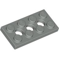 Lego destička 2x4 se třemi dírami (otvory), světle šedá (370902)